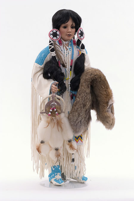 Full length photo of Native American porcelain art doll Dancing Fawn by Paulette Aprile.