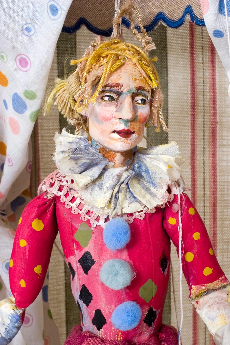 Carnival Man - paperclay one of a kind art doll by Nancy Wiley