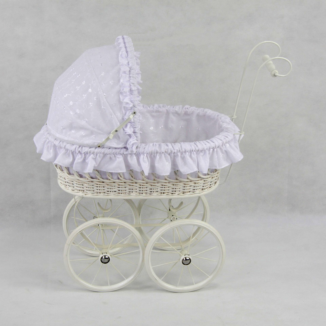Stroller Baby Carrier. Details about   Vintage White Wicker Hooded Doll Buggy 