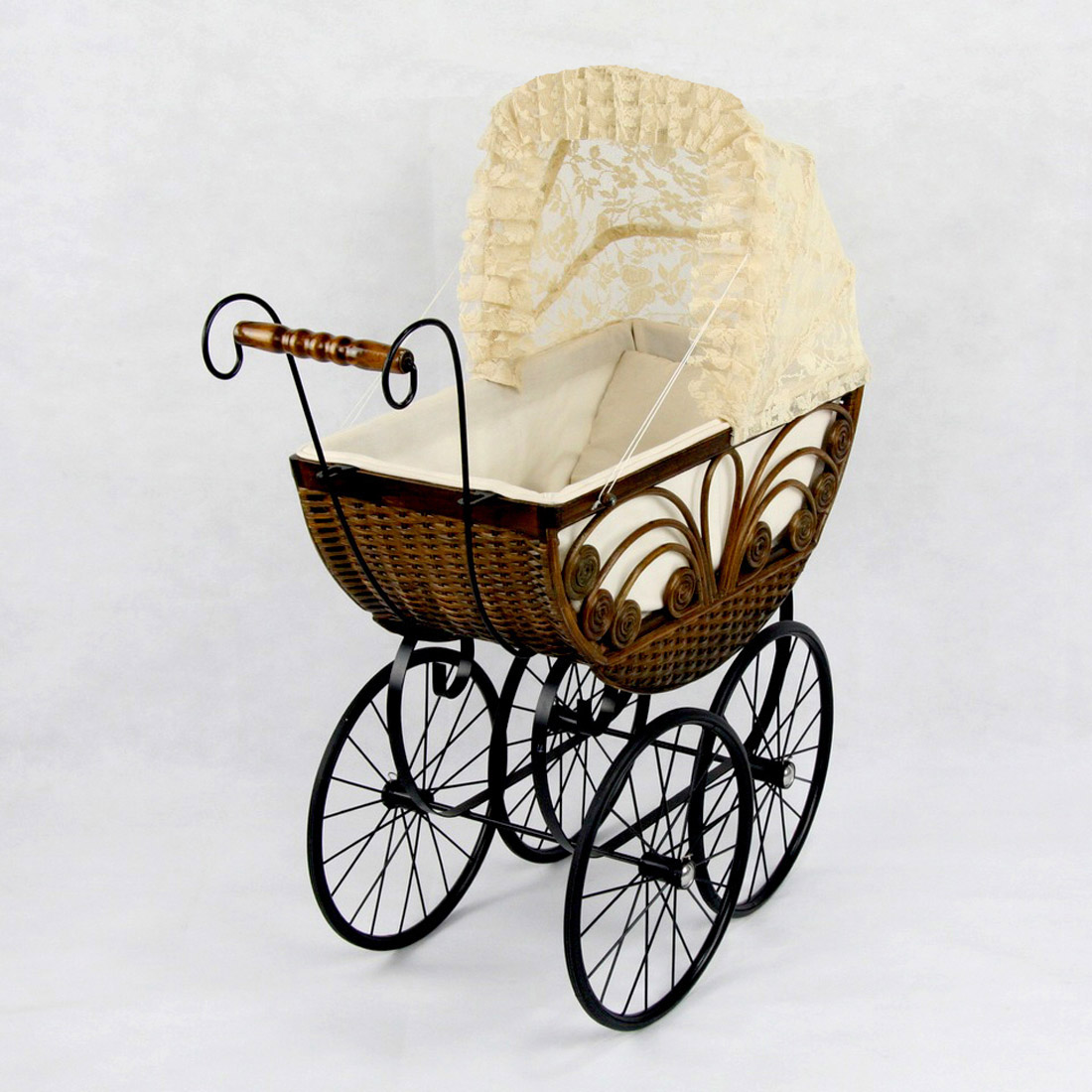 wicker doll stroller