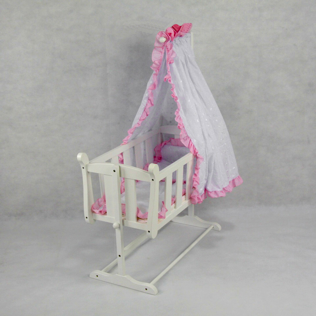 dolls rocking crib with canopy