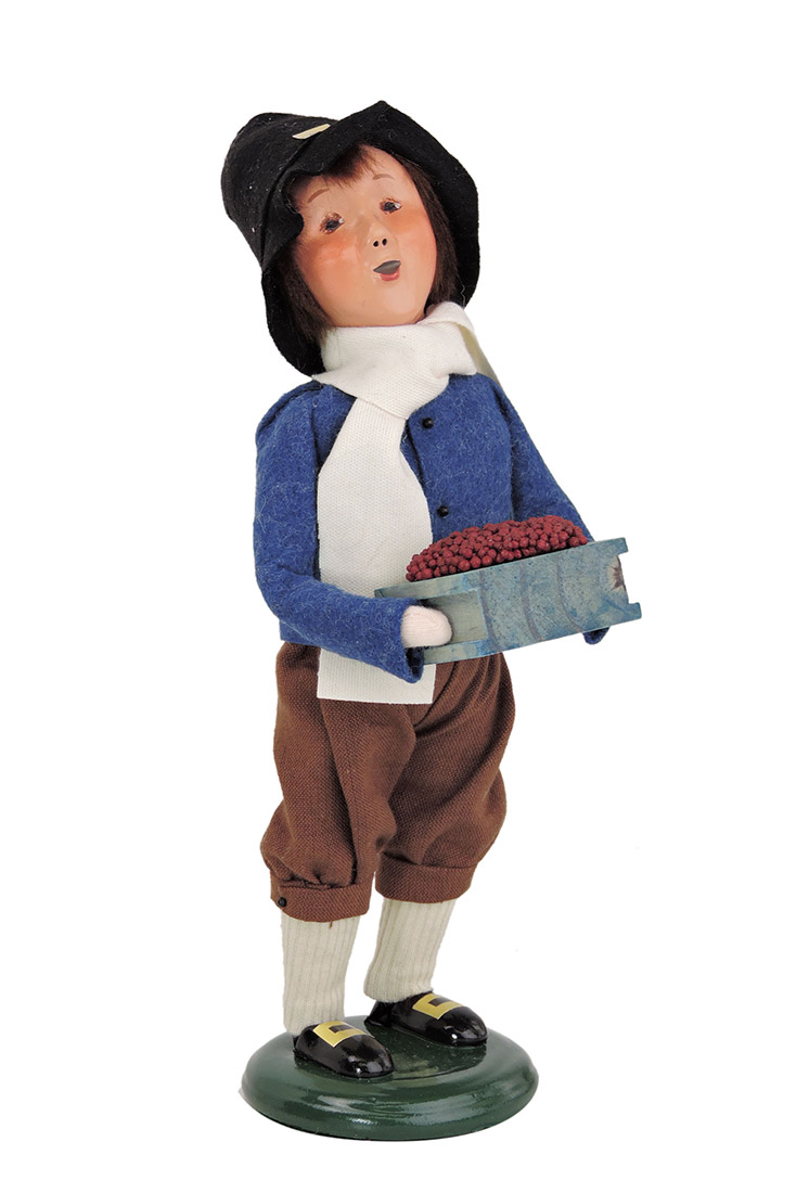 Pilgrim Boy traditional caroler figurine made n USA by Byers' Choice Ltd.