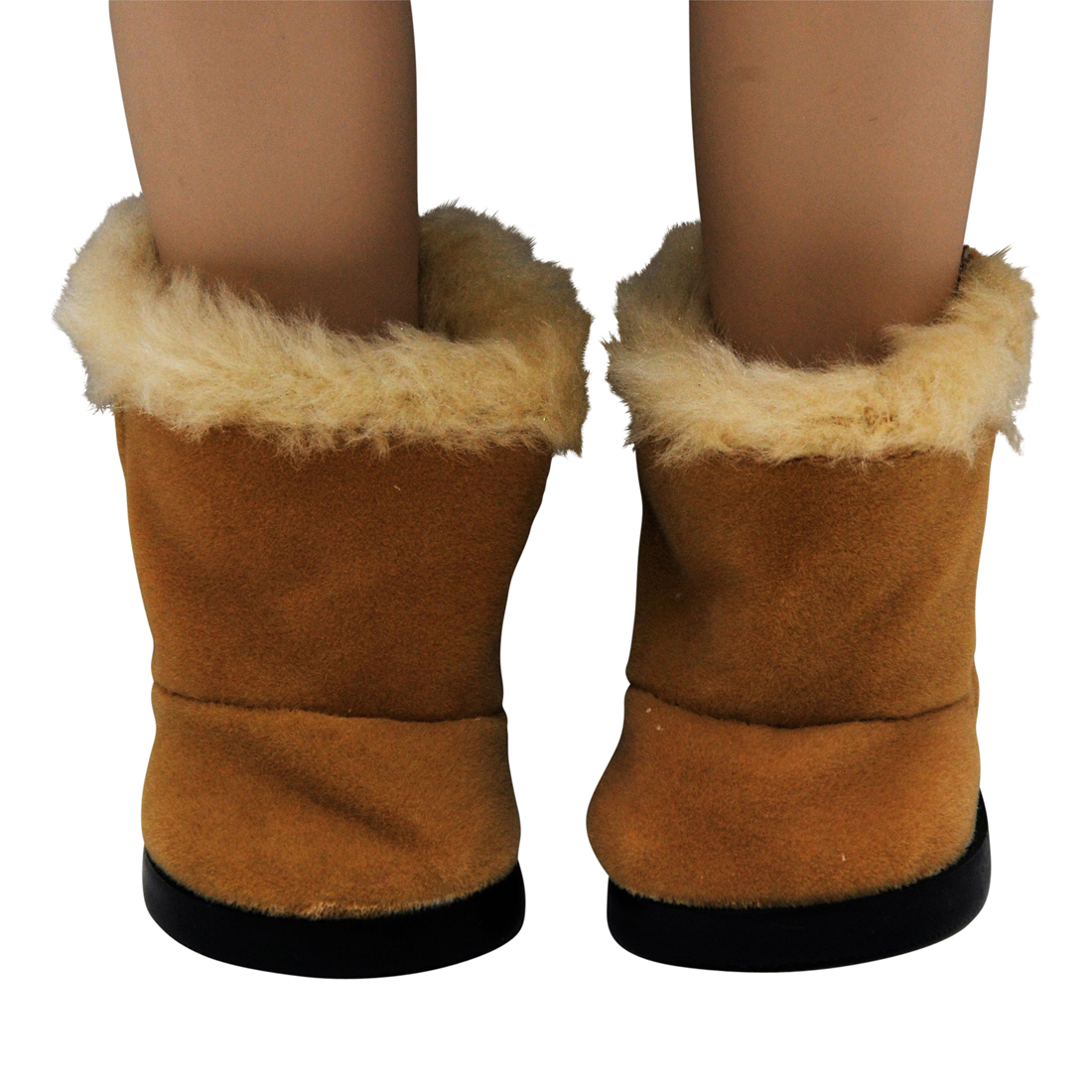 Brown Faux Suede Boots With Fur Fits American Girl Dolls and Other 18" Dolls 