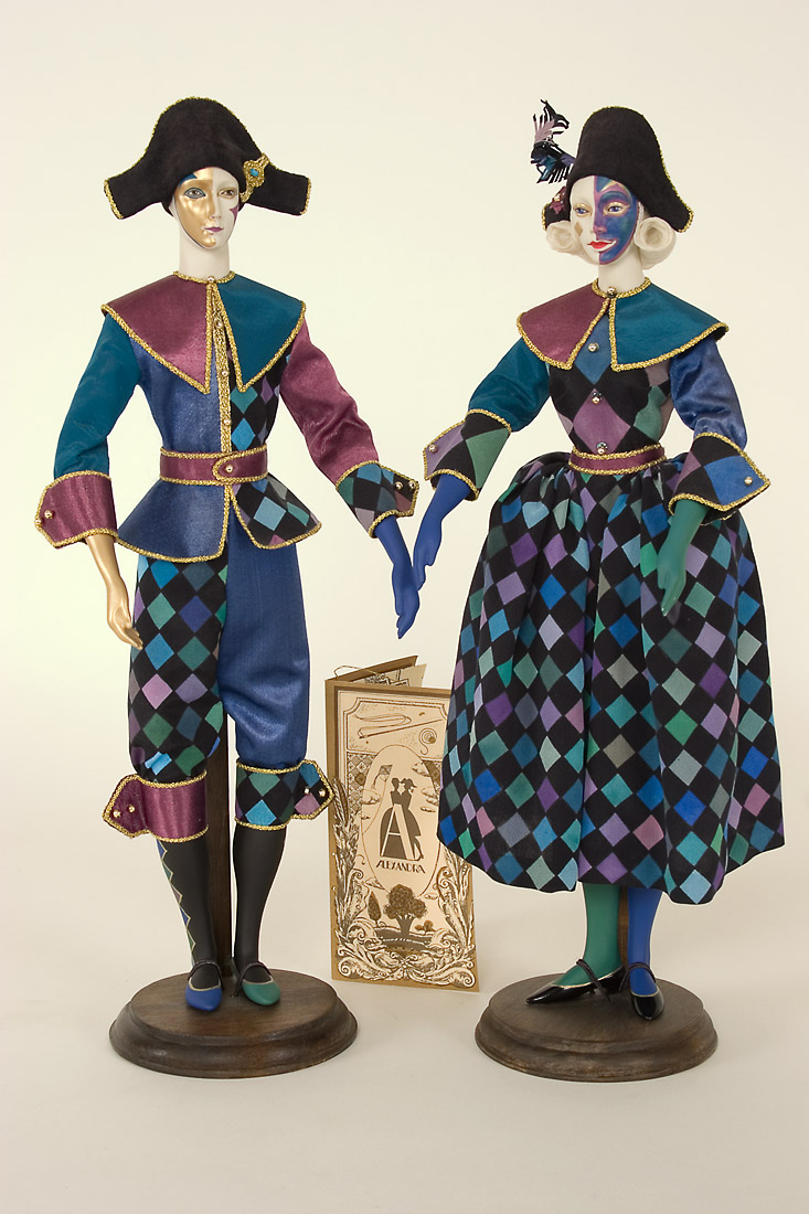 Carnival Pair (set) - porcelain soft body limited edition art doll