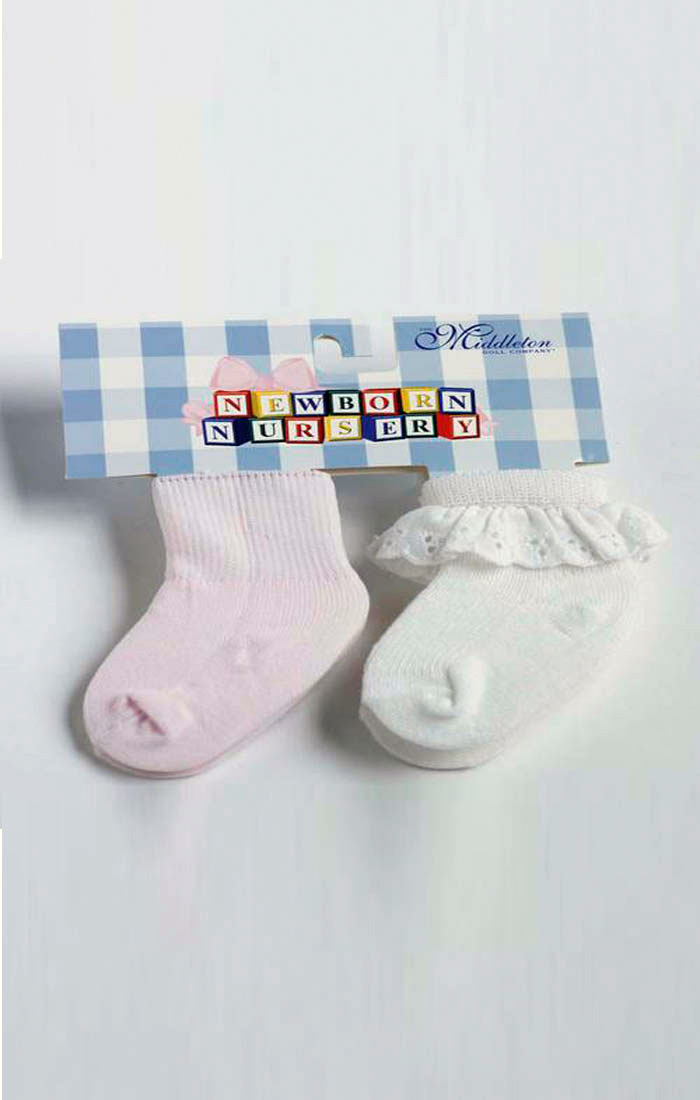 Vtg 4 pr Lot of Hanes Infant/Doll Socks sz 3 1/2-5 NOS White/Pink/Blue/Yellow