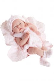 Photo of Berenguer vinyl play doll  La Newborn in pink knit.