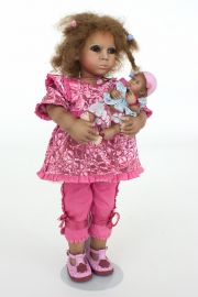 Collectible Limited Edition Porcelain doll Jami with Kiki by Annette Himstedt