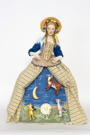 Hey Diddle Diddle - collectible one of a kind paperclay art doll by doll artist Nancy Wiley.