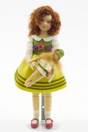 Madelyn - collectible limited edition felt molded art doll by doll artist Maggie Iacono.