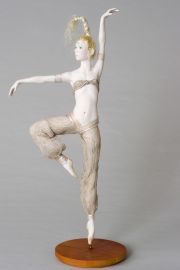 Ballet Dancer - collectible one of a kind polymer clay art doll by doll artist Pat and Tom Kochie.