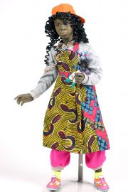 Black Child no.22 - collectible one of a kind finished porcelain art doll by doll artist Uta Brauser.