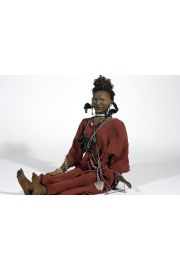 Wodaabe Man no.2 - collectible one of a kind finished porcelain art doll by doll artist Uta Brauser.
