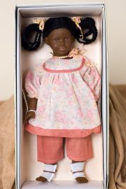 Black Girl with Braids - open edition vinyl soft body collectible doll  by doll artist Heidi Ott.