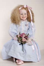 Ella - collectible limited edition porcelain art doll by doll artist Rhonda Marks.