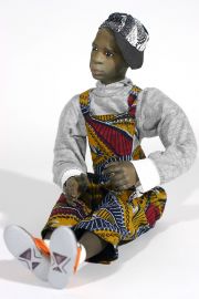 Black Boy no.3 - collectible one of a kind finished porcelain art doll by doll artist Uta Brauser.