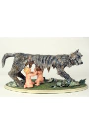 Romulus and Remus - collectible one of a kind polymer clay art doll by doll artist Pat Kolesar.