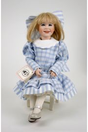 Picture Books in Winter  - limited edition porcelain and wood collectible doll  by doll artist Wendy Lawton.