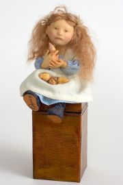 Girl on Box no.116 - collectible one of a kind resin art doll by doll artist Hal Payne.