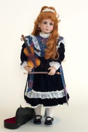 Sydney - collectible limited edition porcelain soft body art doll by doll artist Peggy Dey.