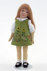 Angie - collectible limited edition felt molded art doll by doll artist Maggie Iacono.