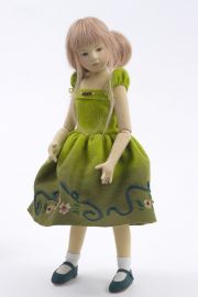 Michelle - collectible limited edition felt molded art doll by doll artist Maggie Iacono.