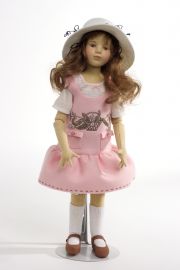 Jackie - collectible limited edition felt molded art doll by doll artist Maggie Iacono.