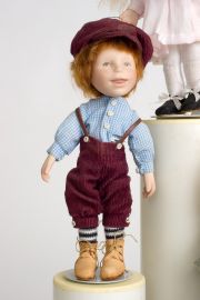 Button Box Kid Matt - limited edition porcelain collectible doll  by doll artist Hal Payne.