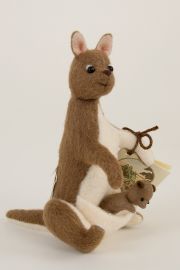 Pocket Kanga and Roo - collectible limited edition felt molded miniature doll by doll artist R John Wright.