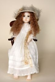Bella - collectible one of a kind polymer clay art doll by doll artist Karin Schmeling.