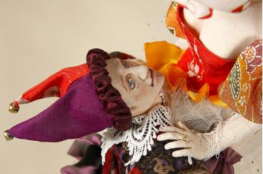 Up You Go - collectible one of a kind cloth art doll by doll artist Akiko Anzai.