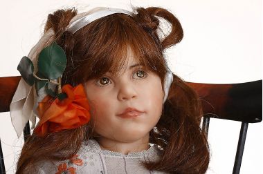 Malika - collectible one of a kind polymer clay art doll by doll artist Rotraut Schrott.