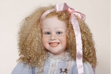 Ella - collectible limited edition porcelain art doll by doll artist Rhonda Marks.