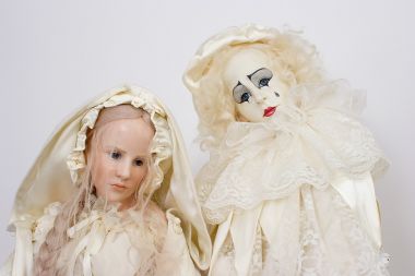 Collectible Limited Edition Wax over porcelain doll Muse & Pierrot by Hildegard Gunzel