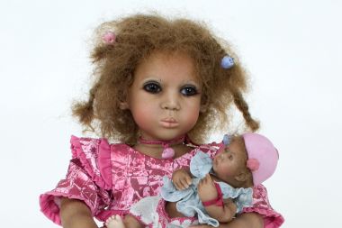 Collectible Limited Edition Porcelain doll Jami with Kiki by Annette Himstedt