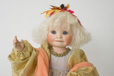 Autumn Angel - collectible limited edition porcelain soft body art doll by doll artist Yolanda Bello.