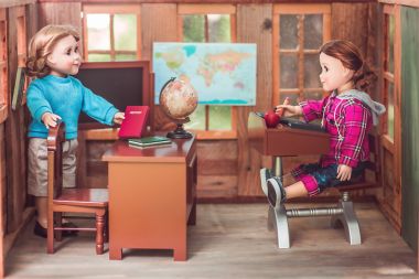 School Teacher desk and plat set furniture doll clothes and accessories for 18" dolls like American Girl¬ Madame Alexander¬.
