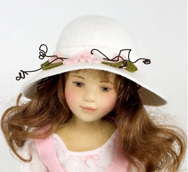 Jackie - collectible limited edition felt molded art doll by doll artist Maggie Iacono.