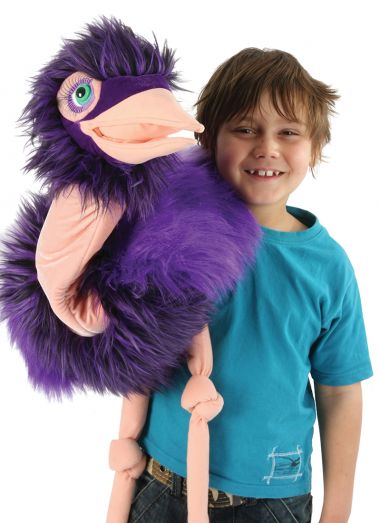 Photo of Giant Bird Ostrich puppet with boy by The Puppet Company Ltd.