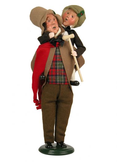 Bob Cratchit and Tiny Tim - collectible limited edition mixed media caroler figurine by Byers' Choice, Ltd.