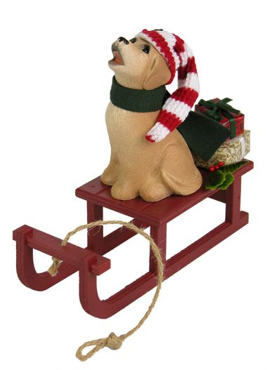 Dog with Sled - collectible limited edition mixed media caroler figurine by Byers' Choice, Ltd.