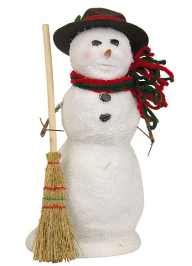 Snowman with Broom - collectible limited edition mixed media caroler figurine by Byers' Choice, Ltd.