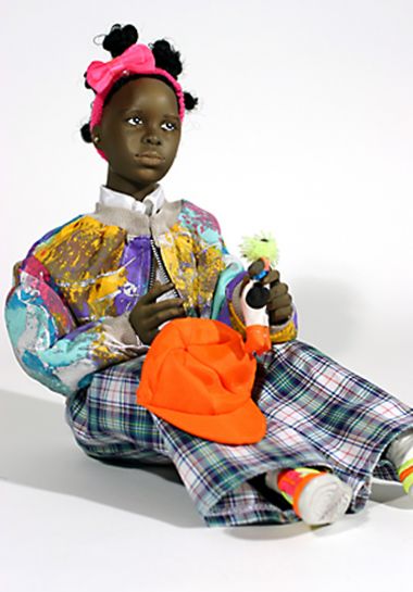 Black Girl no.16 - collectible one of a kind finished porcelain art doll by doll artist Uta Brauser.