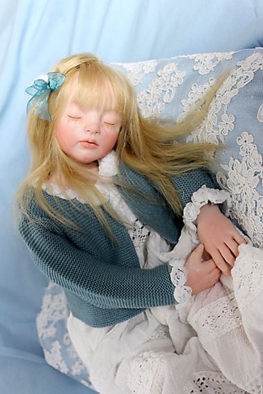 Photo of Sleeping Girl doll by Elisa Gallea, rotated to upright angle