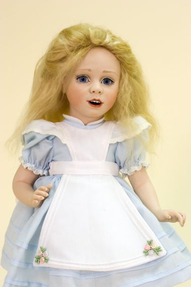 Alice and Rabbit - collectible limited edition porcelain art doll by doll artist Andrea Robbins.