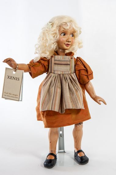Detail image of Goldilocks wood art doll by Marlene Xenis