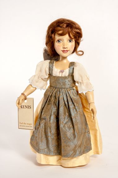 Detail image of Goose Girl with Goose wood art doll by Marlene Xenis