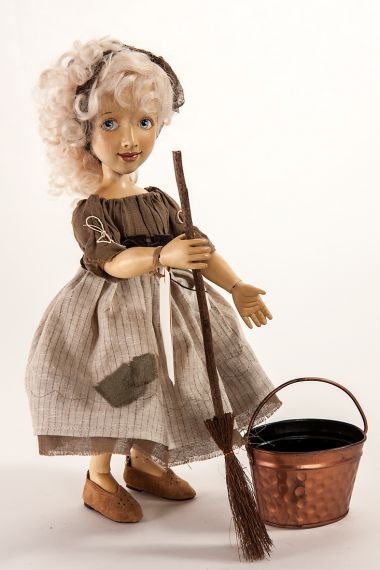 Main image of Scullery Maid Cinderella wood art doll by Marlene Xenis