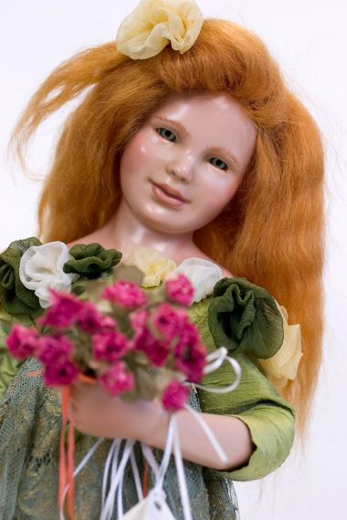 Daisy - collectible limited edition porcelain wax over art doll by doll artist Edna Dali.
