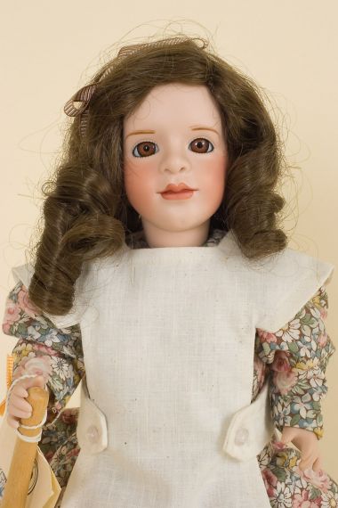 Mary Frances - limited edition porcelain and wood collectible doll  by doll artist Wendy Lawton.