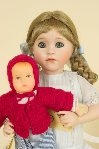 Katherine and Her Kathe Kruse - limited edition porcelain collectible doll  by doll artist Wendy Lawton.